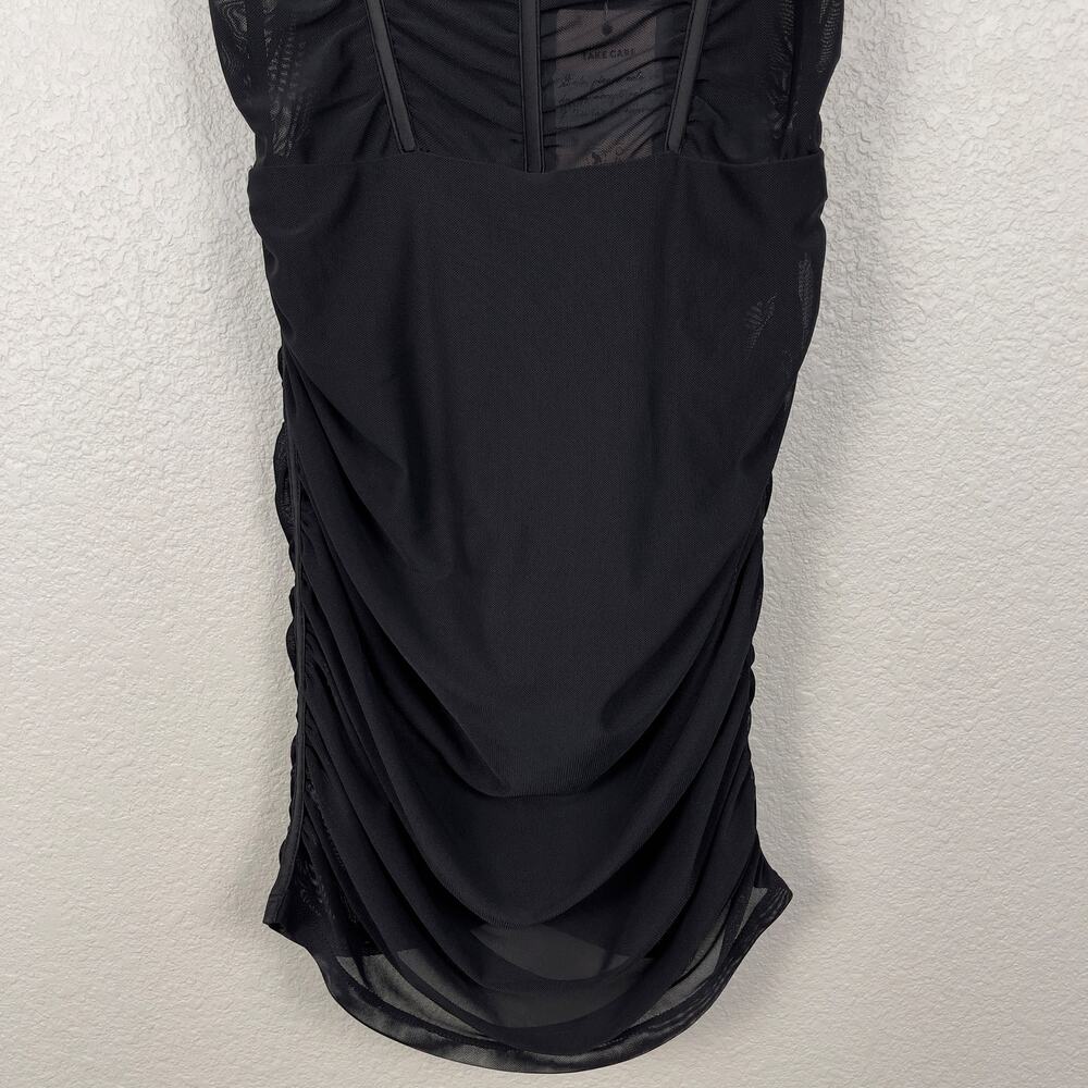 Oh Polly Sheer Perfection Mesh Corset Underwired Mini Dress Black 4 Ruched NWT - Picture 8 of 16